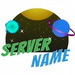 un logo minecraft serveur sur l'espace et les planete